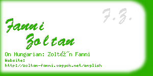 fanni zoltan business card